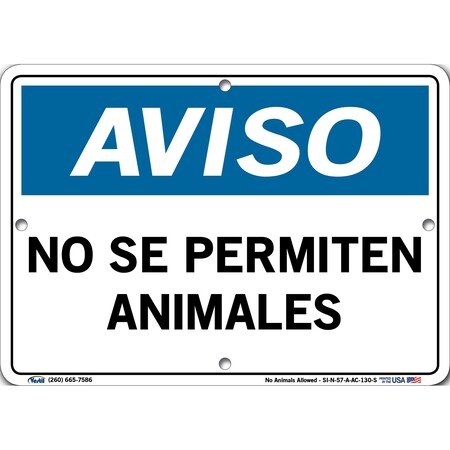 Vestil Aluminum Composite Sign, 7-1/2" Height, 10-1/2" Width, Aluminum Composite, Rectangle, Spanish SI-N-57-A-AC-130-S